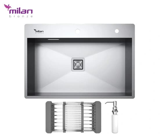 سینک ظرفشویی توکار استیل میلان مدل 4075 — تصویر ۲