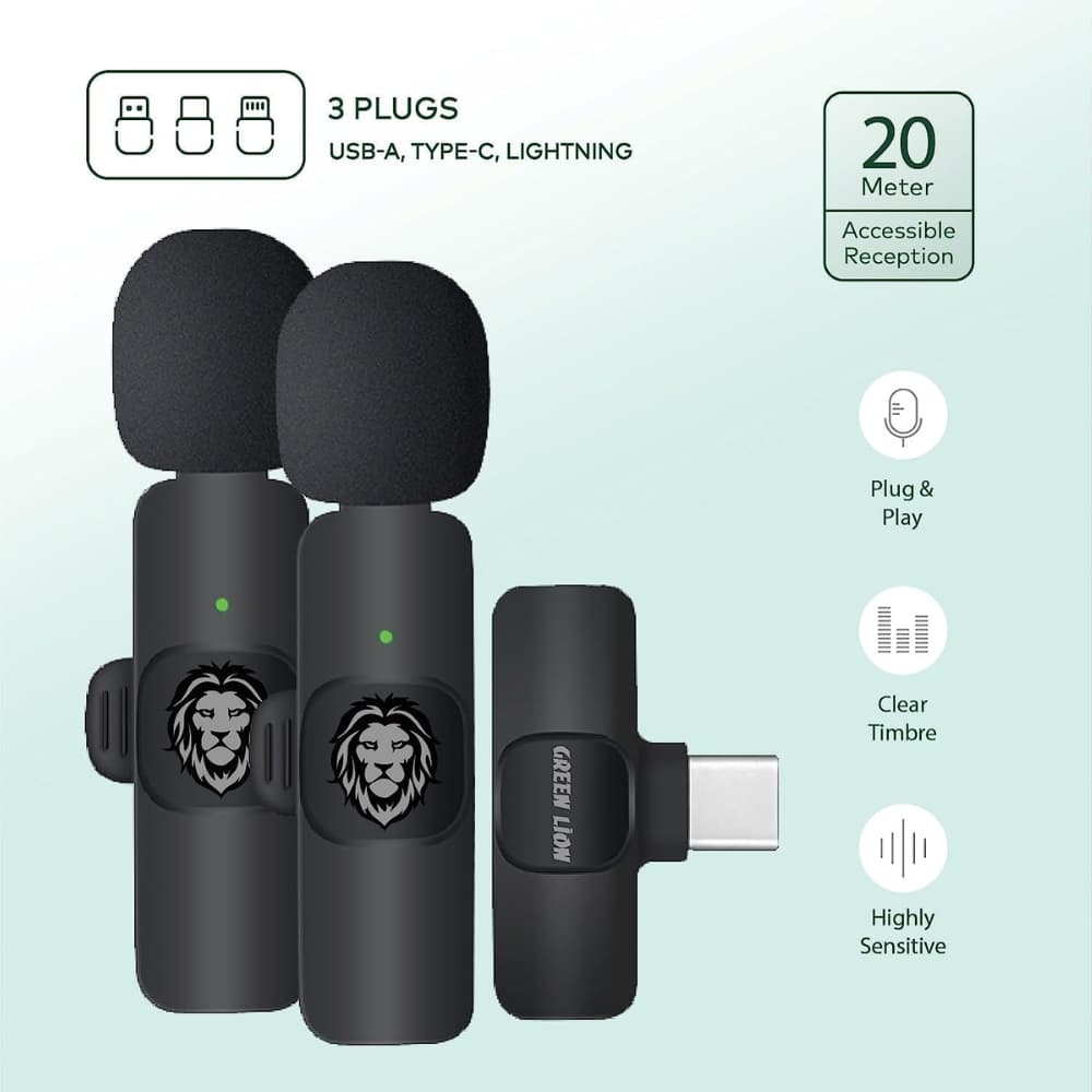 میکروفن یقه ای گرین لاین مدل DualMic 3IN1 — تصویر ۴