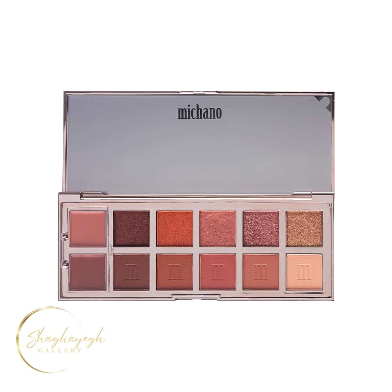 پالت سایه ۱۲ رنگ Dusty Rose میچانو Michano Dusty Rose Eyeshadow Palette 12 Colors