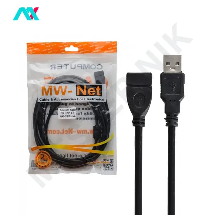کابل افزایش طول USB2.0 ام دبلیو نت MW-NET طول 3 متر — تصویر ۲