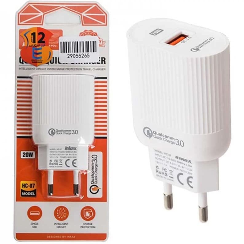 شارژر دیواری 20 وات INKAX مدل HC-07 QC3.0 — تصویر ۴