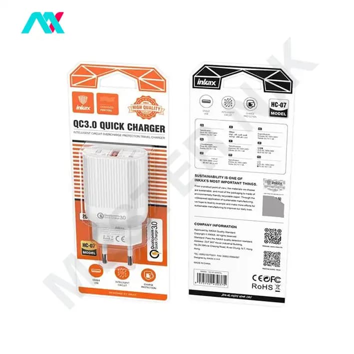 شارژر دیواری 20 وات INKAX مدل HC-07 QC3.0