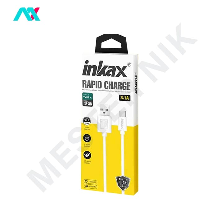 کابل دیتا و فست شارژ 3.1A تایپ‌سی inkax CB-36