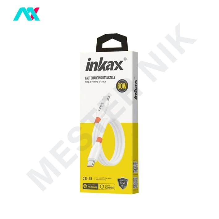 کابل دیتا و فست شارژ 60W دو سر تایپ‌سی inkax CB-58