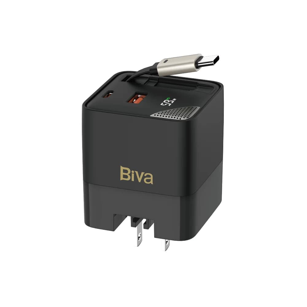 شارژر دیواری بیوا HC-59 توان 65 وات | Biva HC-59 GaN Fast Charger با کابل جمعشونده — تصویر ۹