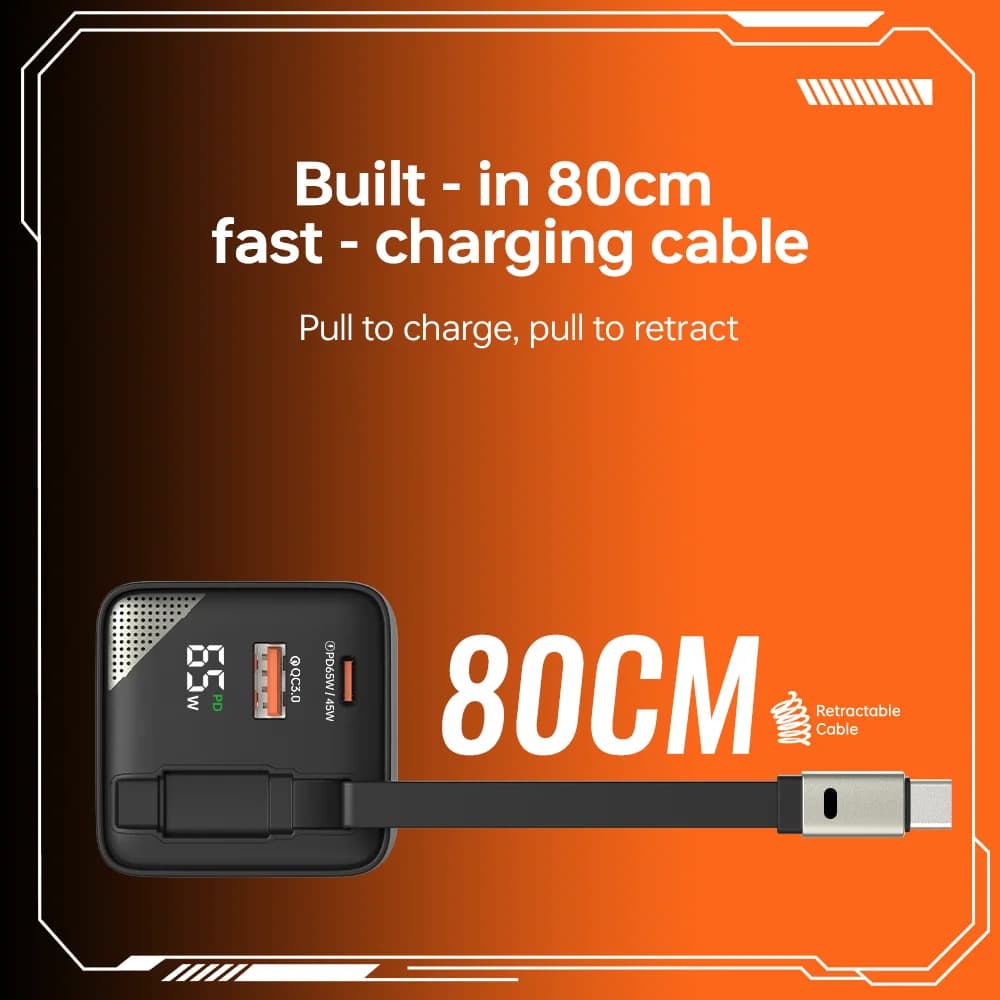 شارژر دیواری بیوا HC-59 توان 65 وات | Biva HC-59 GaN Fast Charger با کابل جمعشونده — تصویر ۸