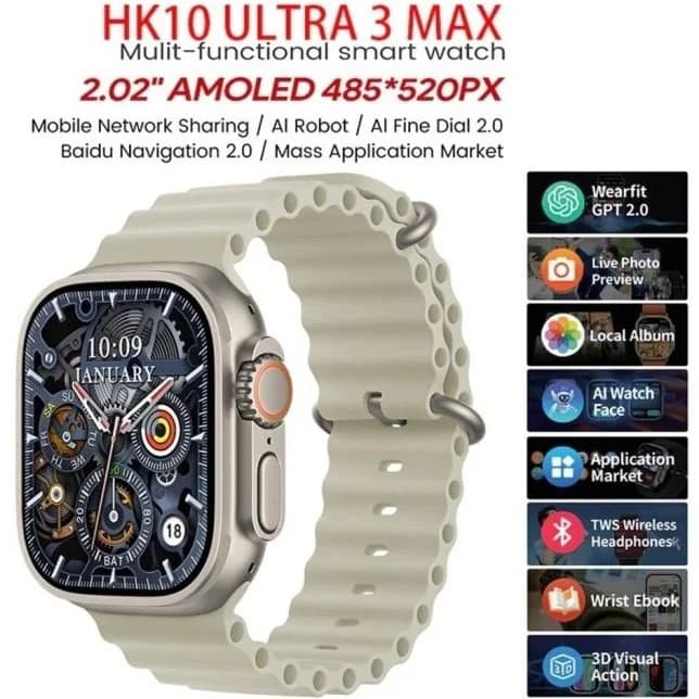 ساعت هوشمند ویرفیت مدل HK10 Ultra3 Max با بند سیلیکونی — تصویر ۵