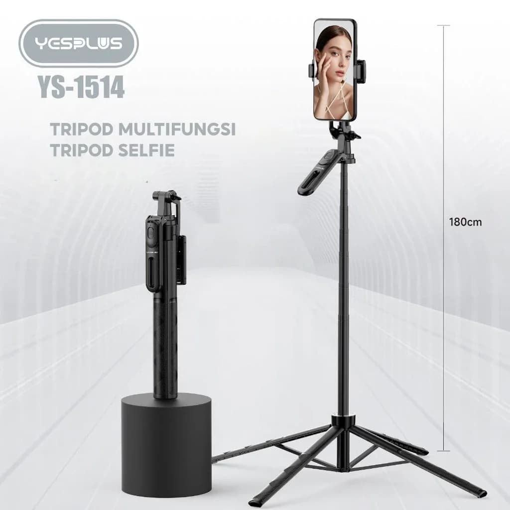 سه‌پایه و مونوپاد YESPLUS مدل YS-1514 با بلوتوث و ریموت| ارتفاع ۱۸۰ سانتی‌متر، مناسب سلفی و عکاسی پرتابل — تصویر ۳