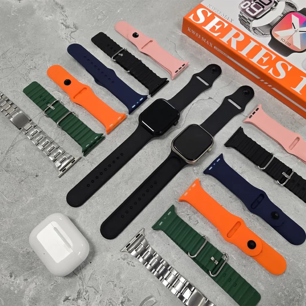 ساعت هوشمند KEQIWEAR هفت بند دارای بند فلزی مدل KW53 MAX سری 10 — تصویر ۳