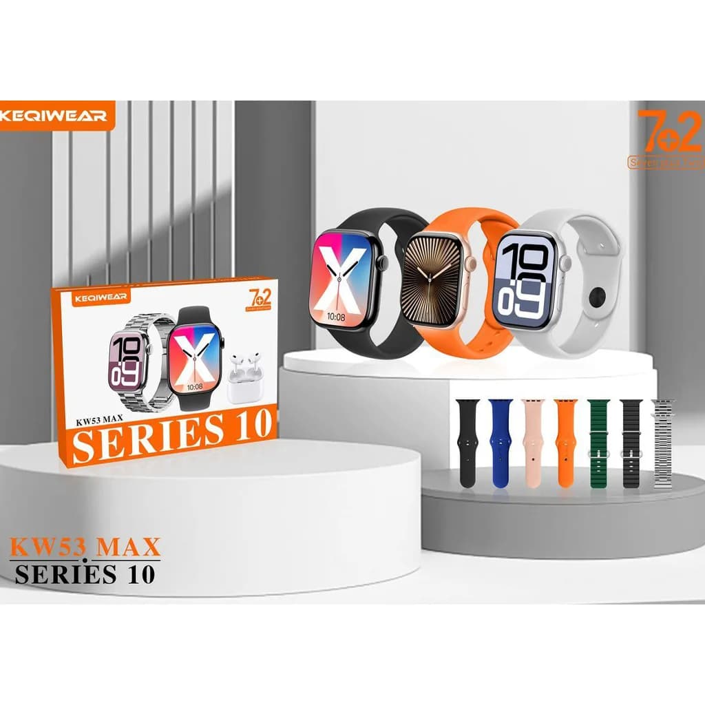 ساعت هوشمند KEQIWEAR هفت بند دارای بند فلزی مدل KW53 MAX سری 10 — تصویر ۴