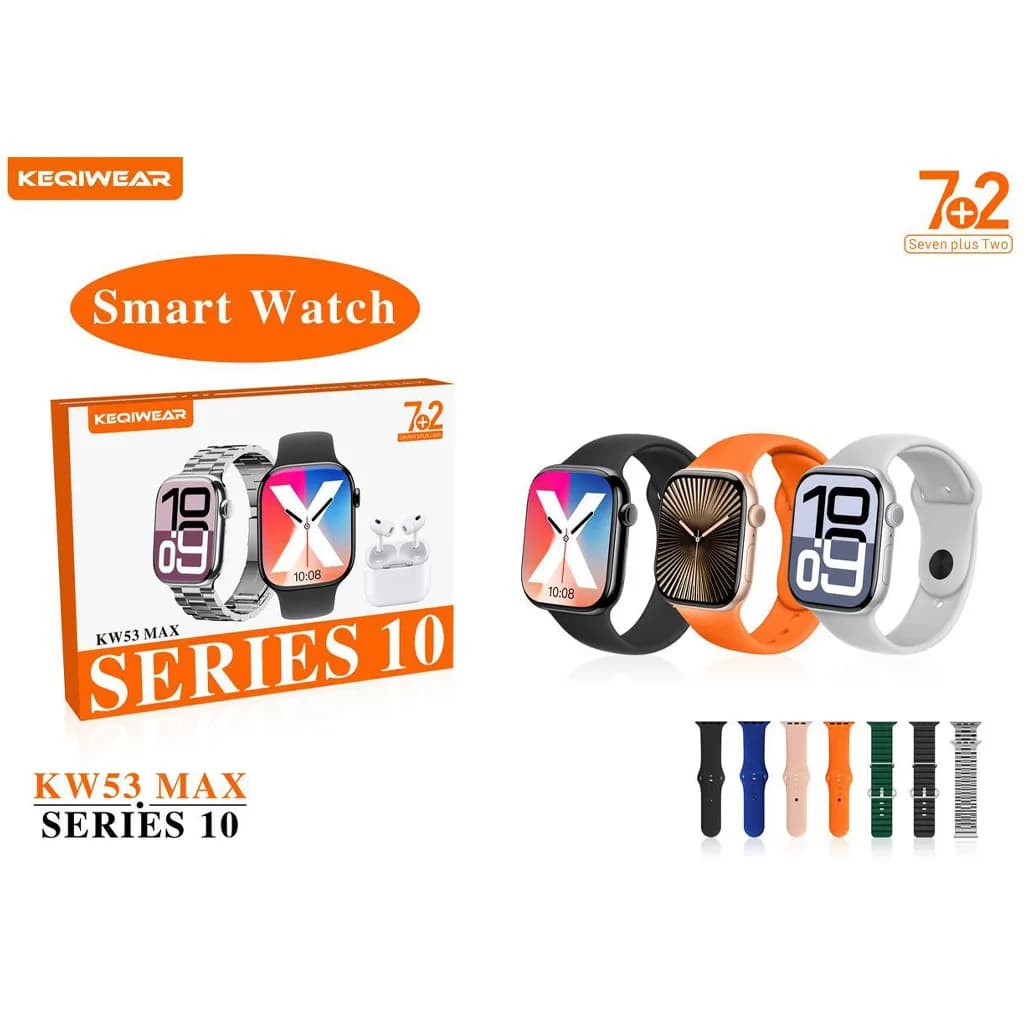 ساعت هوشمند KEQIWEAR هفت بند دارای بند فلزی مدل KW53 MAX سری 10 — تصویر ۵
