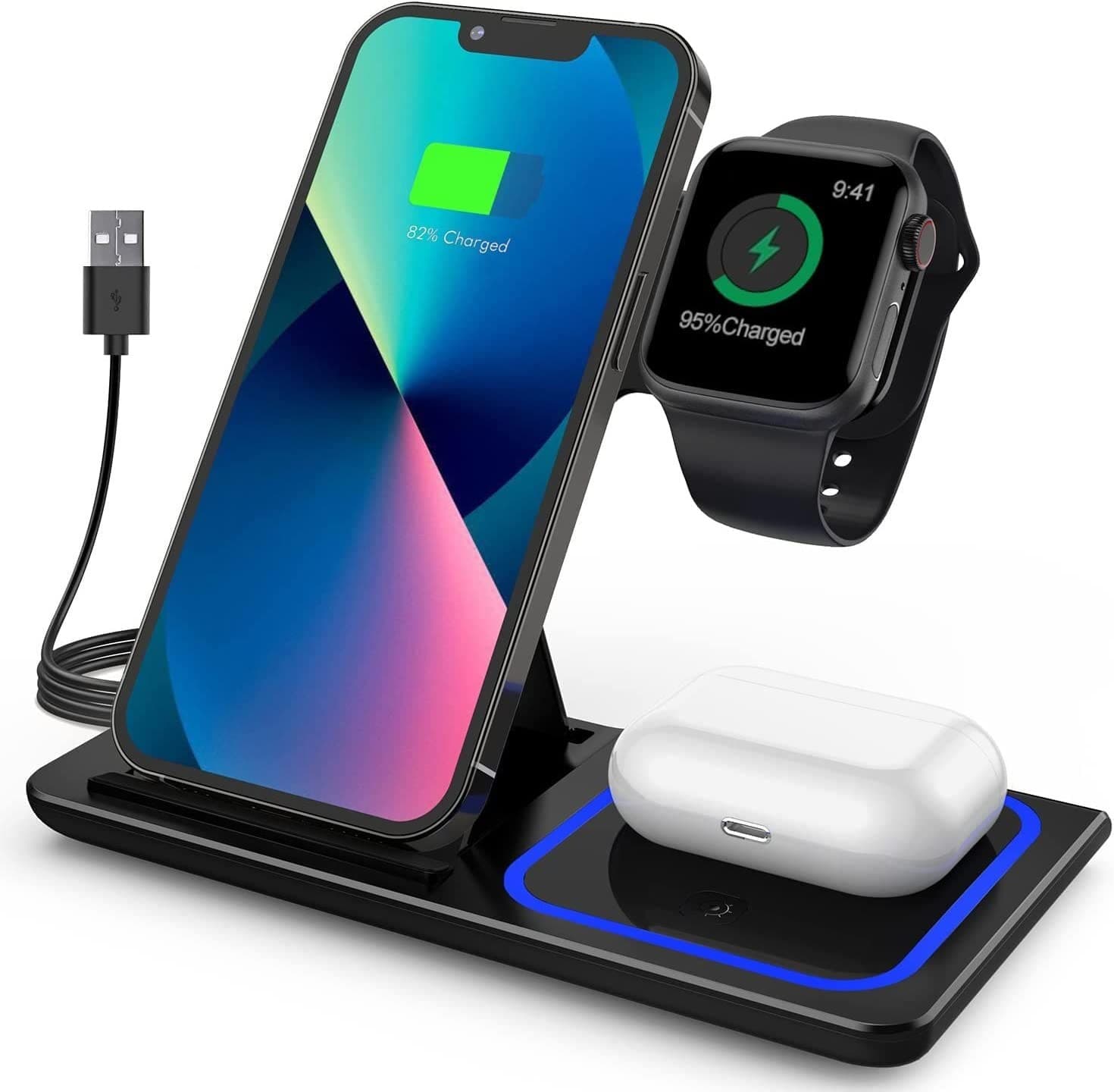 شارژر وایرلس Wireless Charging Station, 3 in 1 Foldable Wireless — تصویر ۸