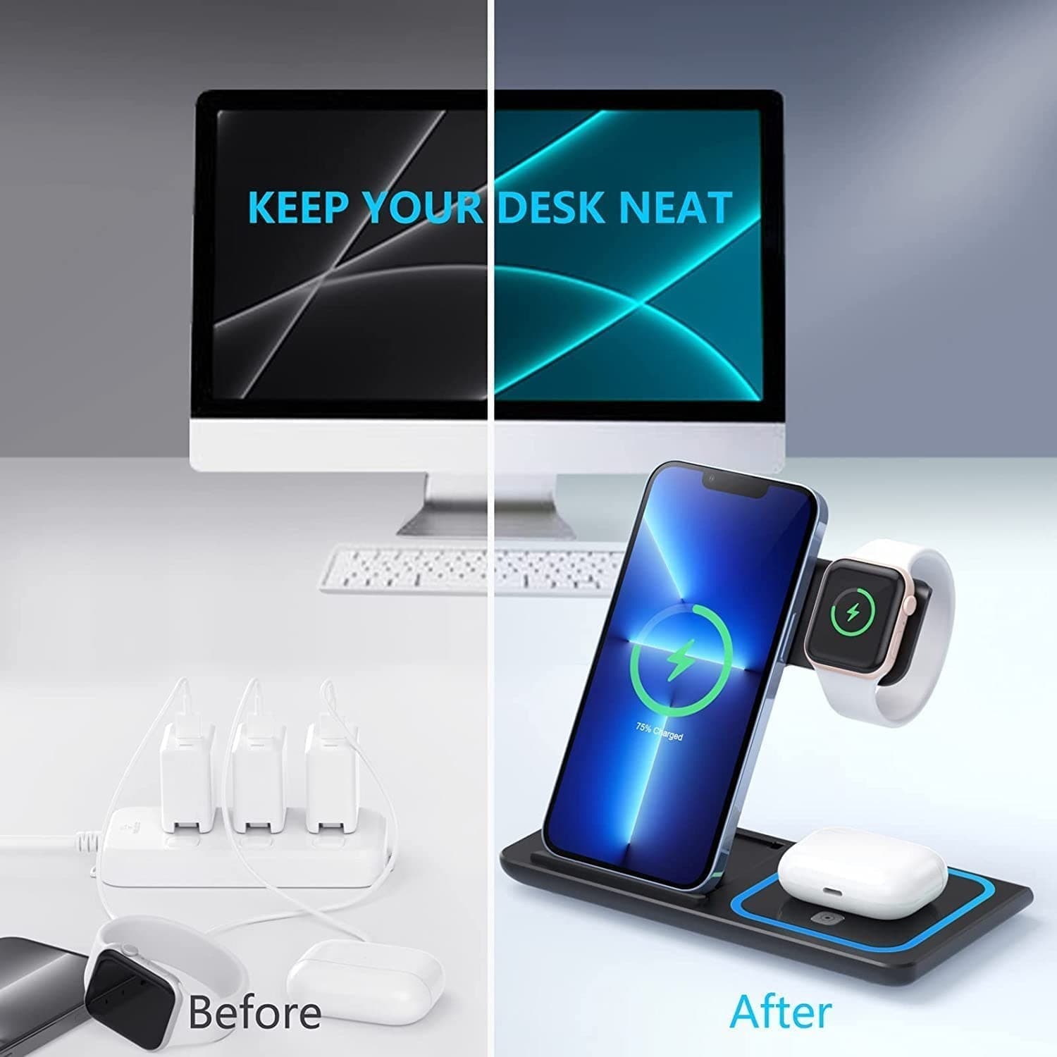 شارژر وایرلس Wireless Charging Station, 3 in 1 Foldable Wireless — تصویر ۱۰