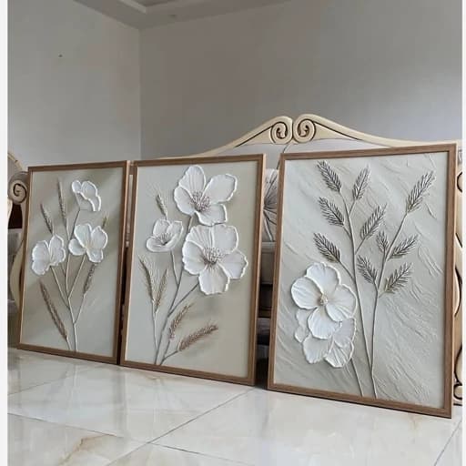 تابلو نقاشی برجسته سه تکه گل