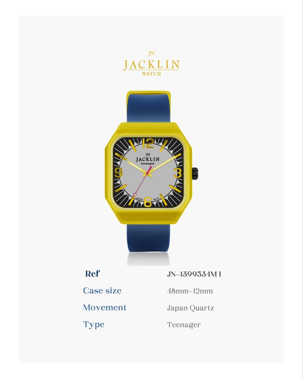 ساعت اورجینال صفحه چهارگوش جَکلین مدل JN-1399534 موتور کوارتز ژاپن سایز 48 میلیمتر کد 1924762 — تصویر ۹