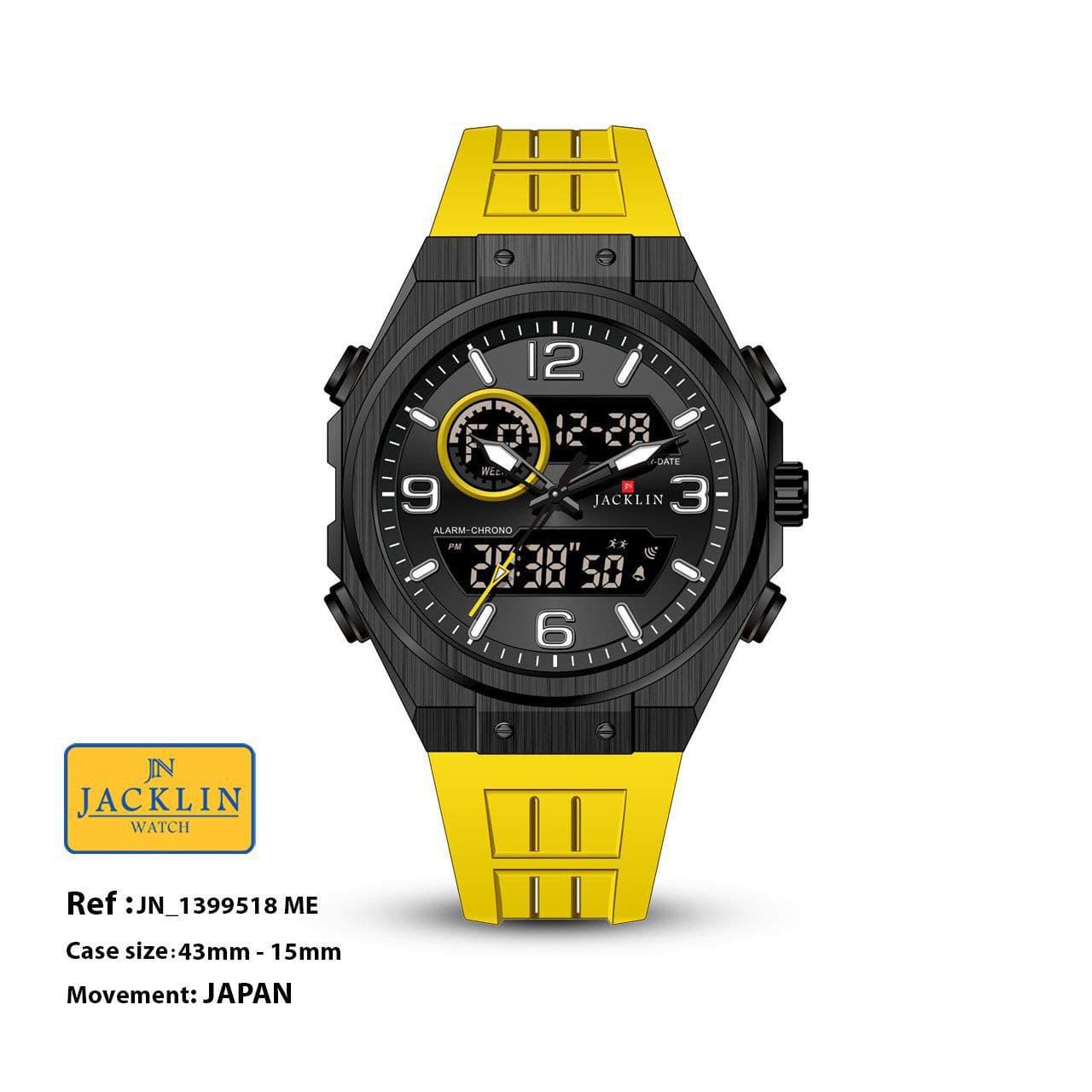 ساعت مردانه اورجینال دو زمانه اسپرت جَکلین مدل JN-1399518 موتور کوارتز ژاپن سایز 43 میلیمتر کد 1924746 — تصویر ۴