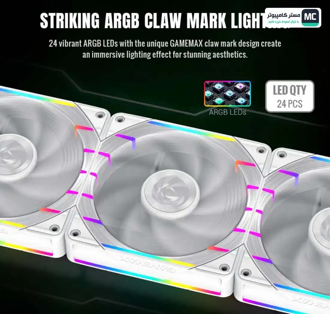 فن کیس گیم مکس Tornado T14 ARGB White — تصویر ۶