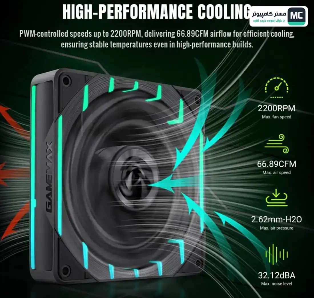 فن کیس گیم مکس Tornado T14 ARGB Black — تصویر ۸