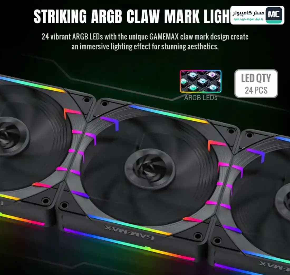 فن کیس گیم مکس Tornado T14 ARGB Black — تصویر ۶