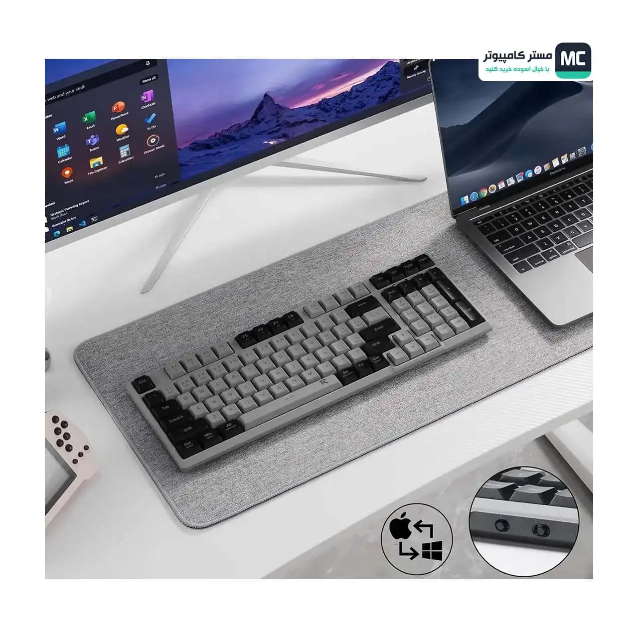 کیبورد بی سیم اداری ردراگون BK7114 White/Grey — تصویر ۸