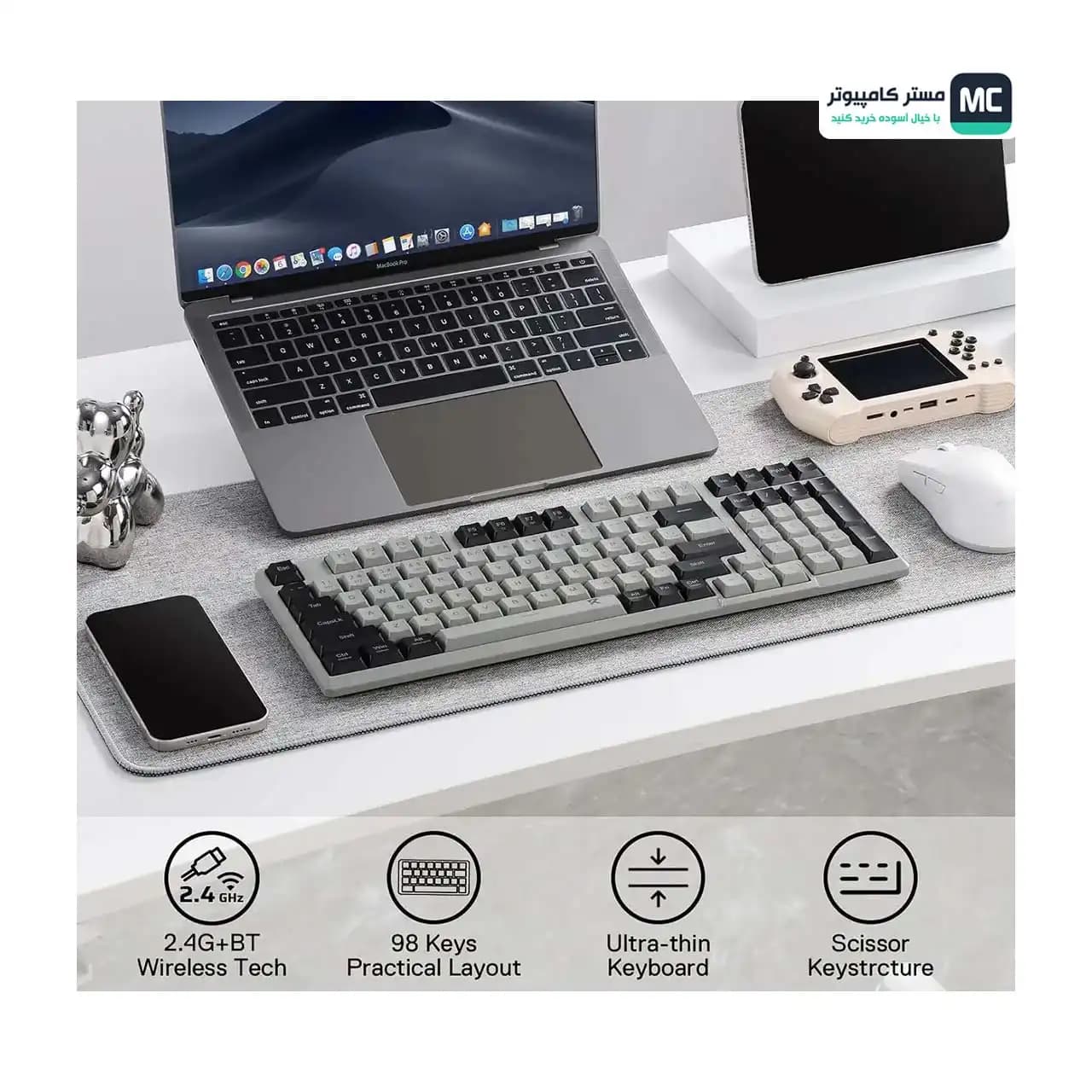 کیبورد بی سیم اداری ردراگون BK7114 White/Grey — تصویر ۴