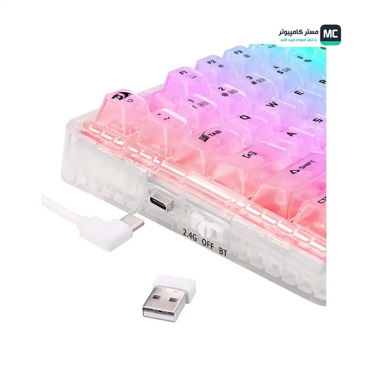 کیبورد بی سیم مکانیکال گیمینگ ردراگون ELF PRO K649-CT White — تصویر ۷