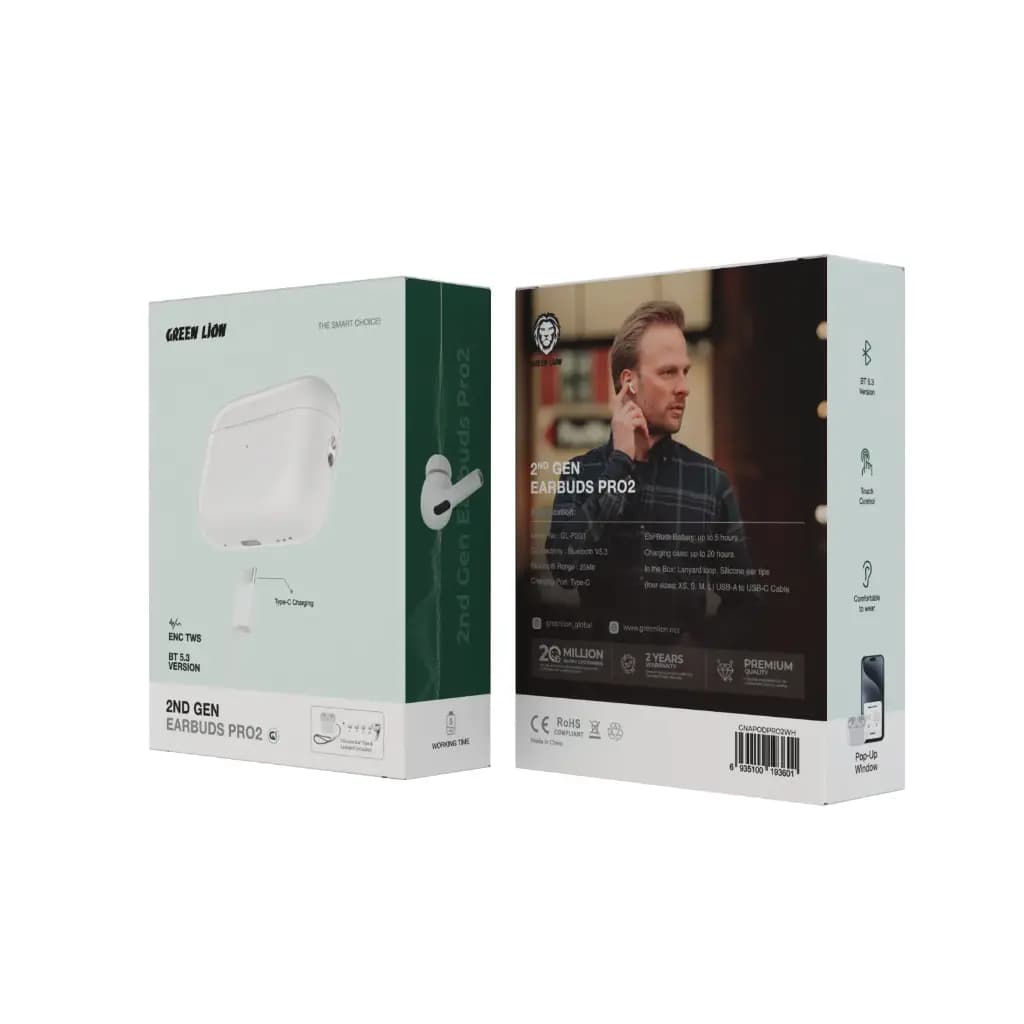 هندزفری بیسیم گرین لاین مدل Green Lion 2nd Gen Earbuds Pro 2 — تصویر ۲