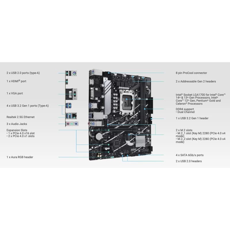 مادربرد ایسوس مدل prime b760 mk ddr4 پلمپ — تصویر ۴