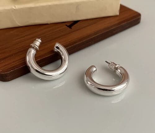 گوشواره زنانه نقره ای نیم حلقه سایز کوچک — تصویر ۶