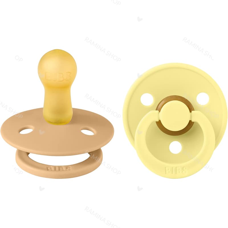 پستانک 2 عددی نوزاد 0 تا 6 ماه COLOUR زرد و خاکی بیبس Bibs