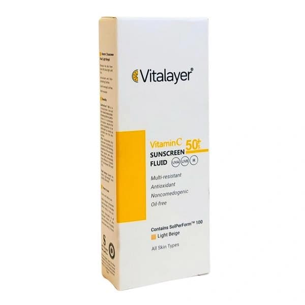 فلوئید ضدآفتاب +SPF50 ویتامین C بژ روشن ویتالیر 50 میلی‌لیتر Vitalayer