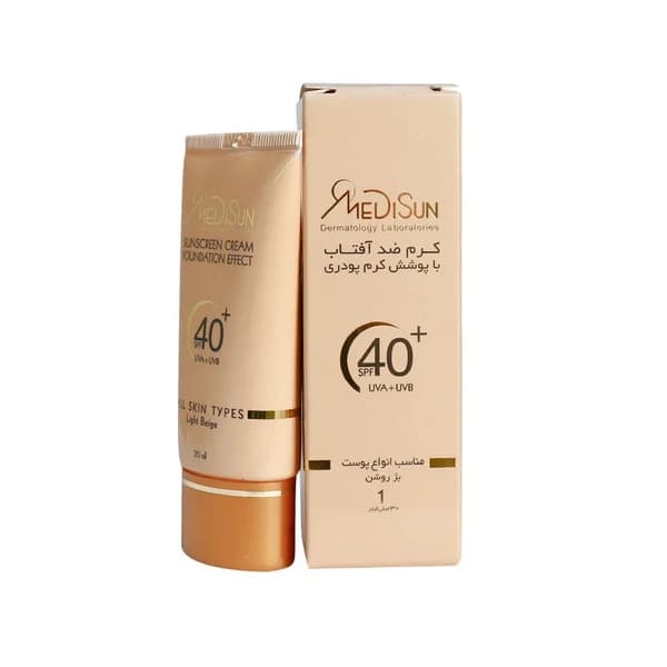 ضدآفتاب کرم پودری کد 2 بژ طبیعی +SPF40 مناسب انواع پوست مدیسان 30 میلی‌لیتر Medisun — تصویر ۲