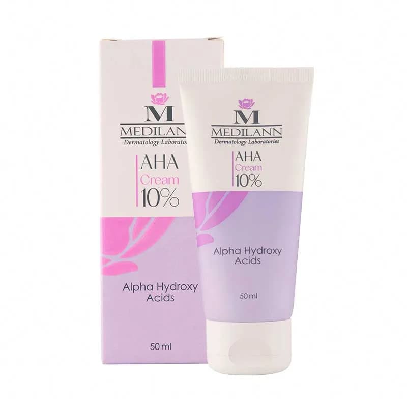 کرم لایه بردار آلفا هیدروکسی اسید AHA 10% مدیلن 50 میلی لیتر Medilann — تصویر ۲