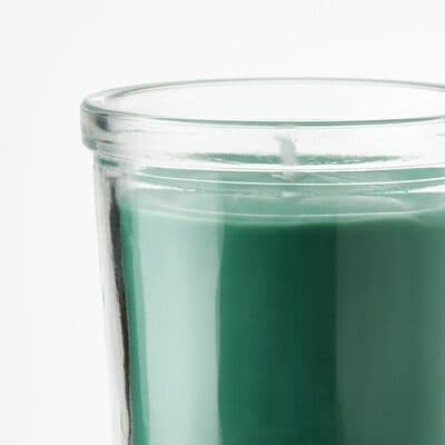 شمع معطر شیشه‌ای ایکیا HEDERSAM سبز/ رایحه چمن تازه/ سوخت 20 ساعته — تصویر ۶