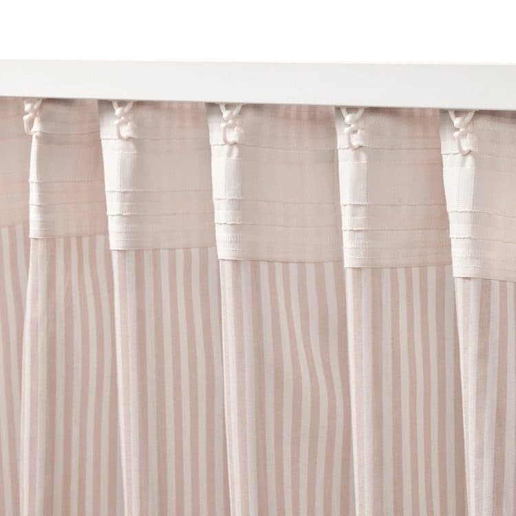 1 جفت پرده راه راه ایکیا BYMOTT، سفید/بژ، 120×300 سانتیمتر — تصویر ۳