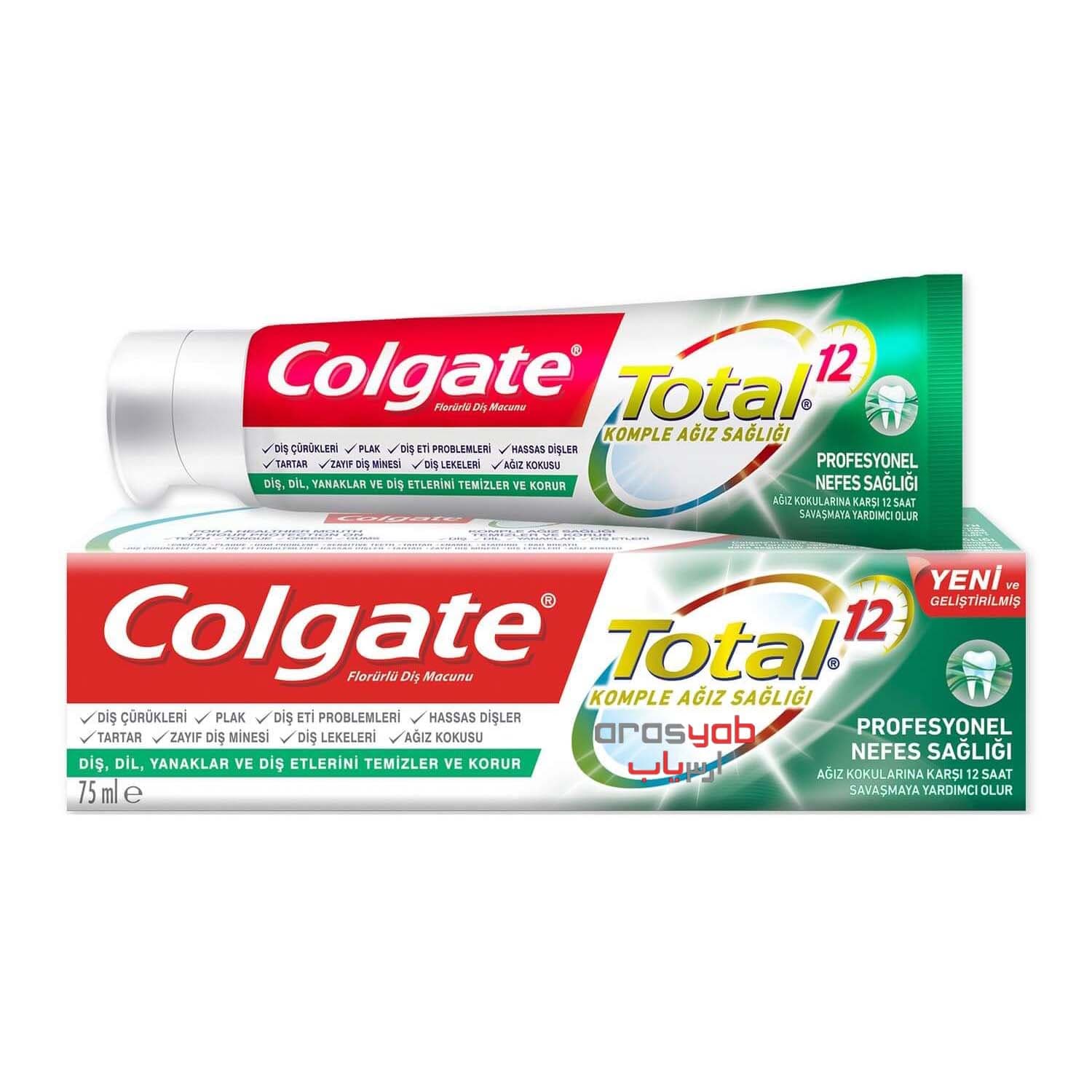 خمیردندان سبز Colgate Total 12 مدل Pro Breath Health حجم 75 میلی — تصویر ۳