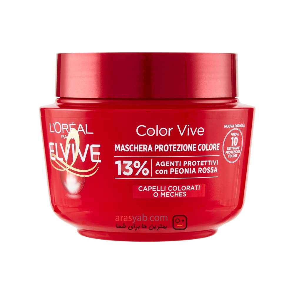 ماسک مو لورال قرمز مخصوص موهای رنگ شده L’Oreal Elvive حجم 300 میل