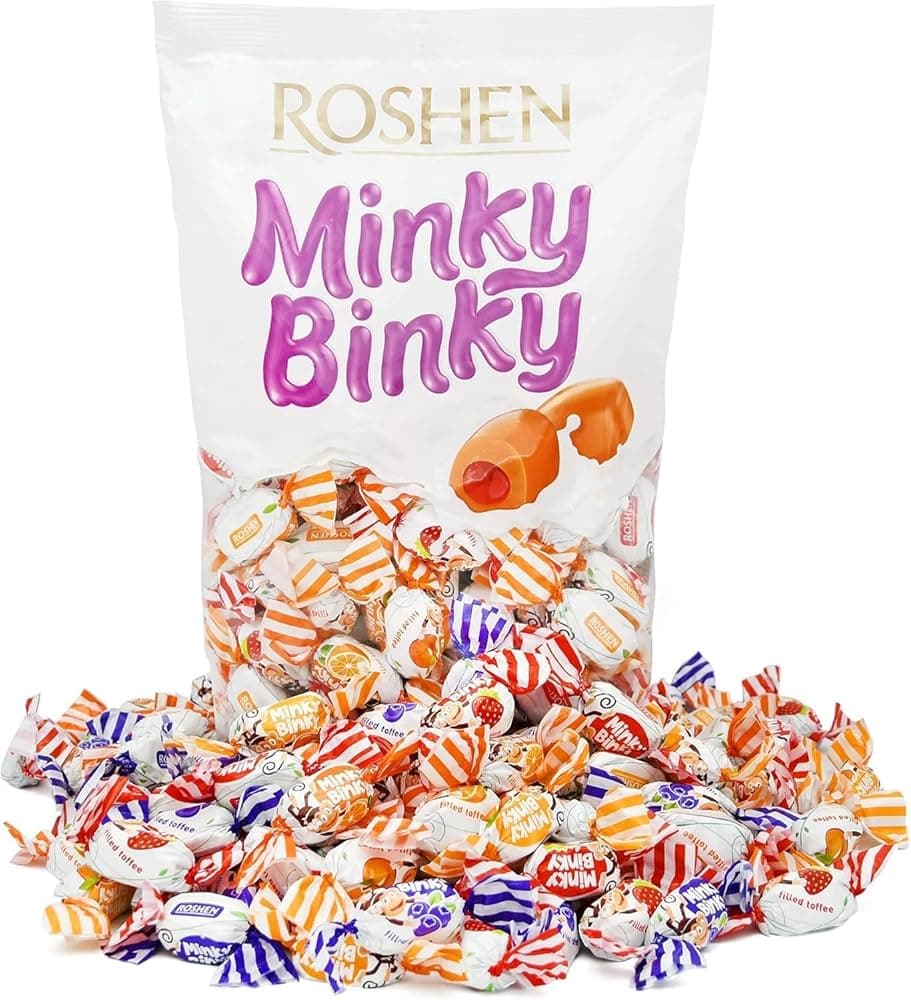 تافی میوه ای مغزدار مینکی بینکی روشن Minky Binky بسته 1 کیلویی — تصویر ۱۰