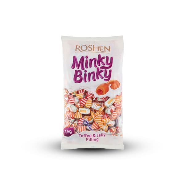 تافی میوه ای مغزدار مینکی بینکی روشن Minky Binky بسته 1 کیلویی — تصویر ۳