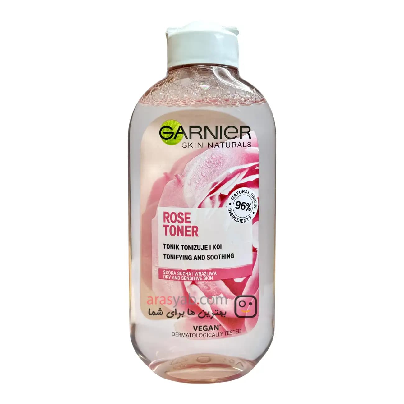 تونر گل رز گارنیر Rose Toner اصل فرانسه برای پوست های خشک و حساس حجم 200 میلی