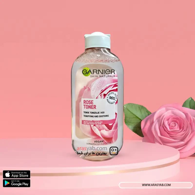 تونر گل رز گارنیر Rose Toner اصل فرانسه برای پوست های خشک و حساس حجم 200 میلی — تصویر ۲