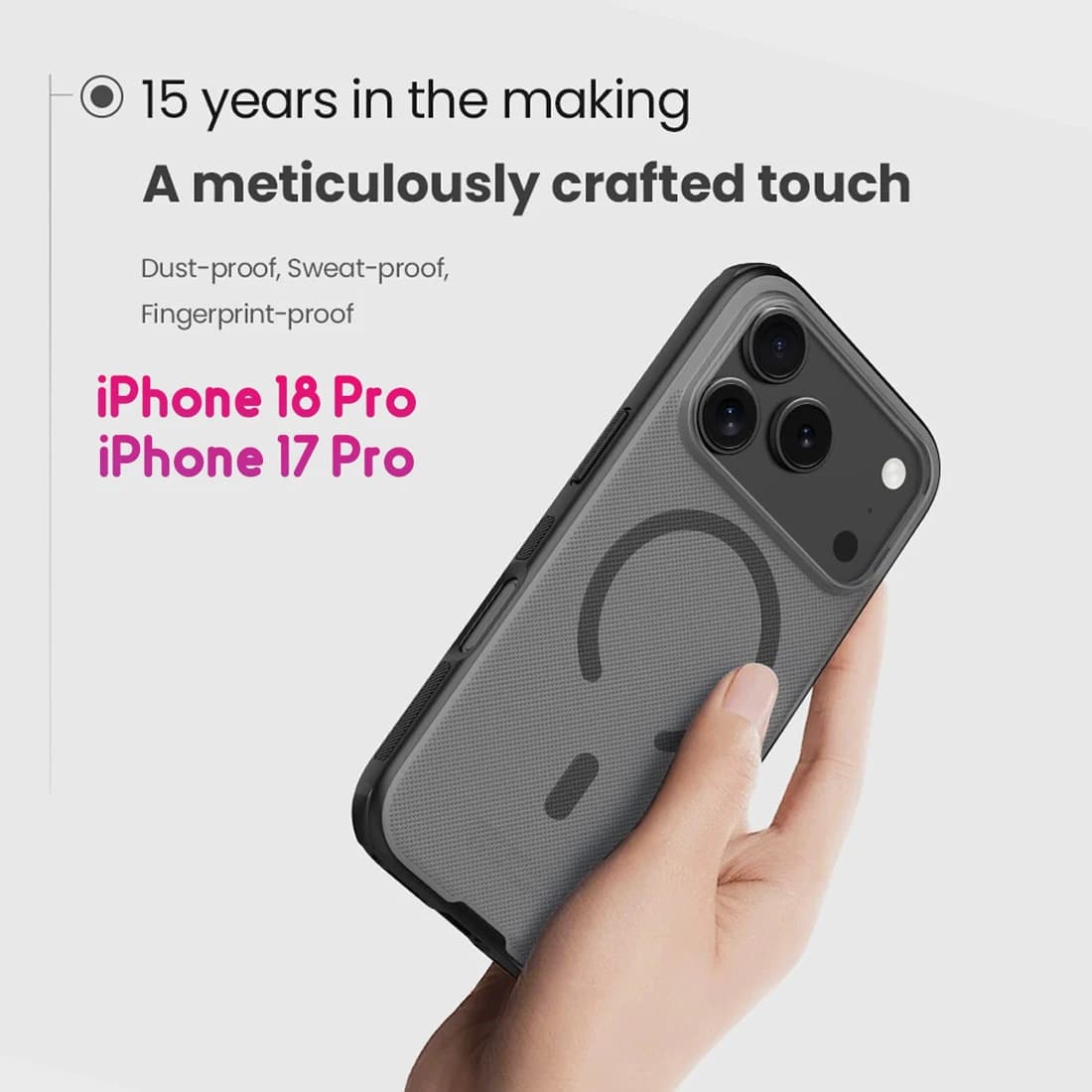 قاب ضدضربه دودی مگنتی iPhone 18 Pro مارک نیلکین مدل Super Frosted Shield Pro Clear Magnetic — تصویر ۱۲