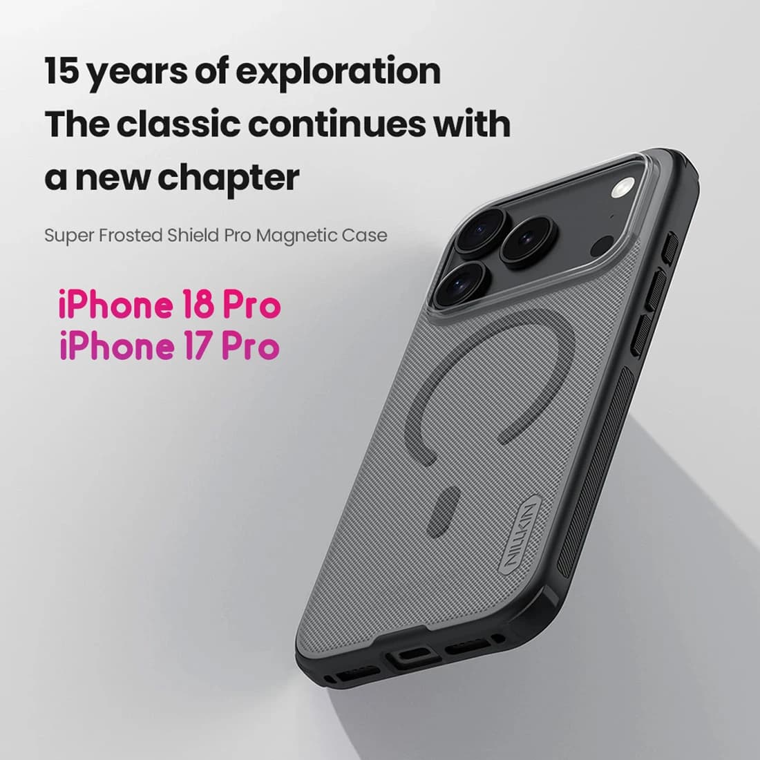 قاب ضدضربه دودی مگنتی iPhone 18 Pro مارک نیلکین مدل Super Frosted Shield Pro Clear Magnetic — تصویر ۷