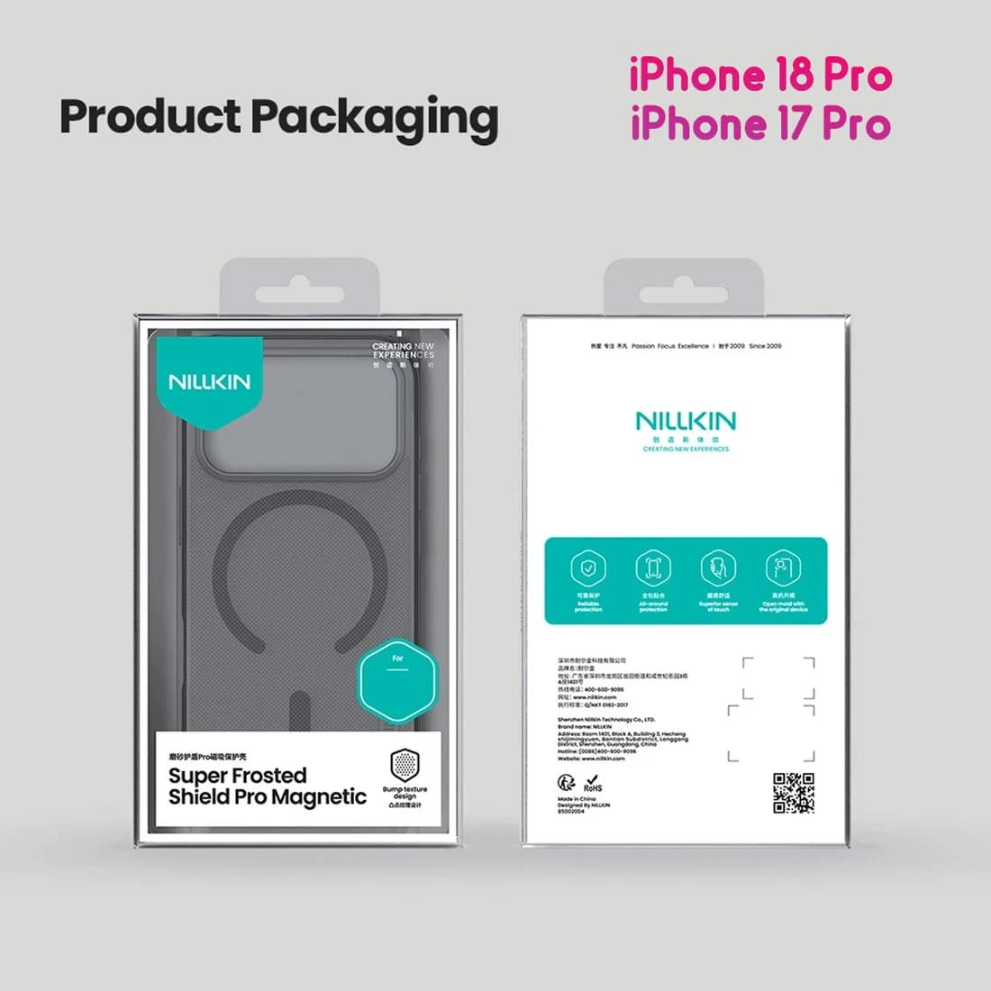 قاب ضدضربه دودی مگنتی iPhone 18 Pro مارک نیلکین مدل Super Frosted Shield Pro Clear Magnetic — تصویر ۲