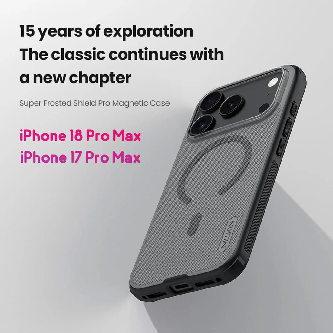 قاب ضدضربه دودی مگنتی iPhone 18 Pro Max مارک نیلکین مدل Super Frosted Shield Pro Clear Magnetic — تصویر ۷