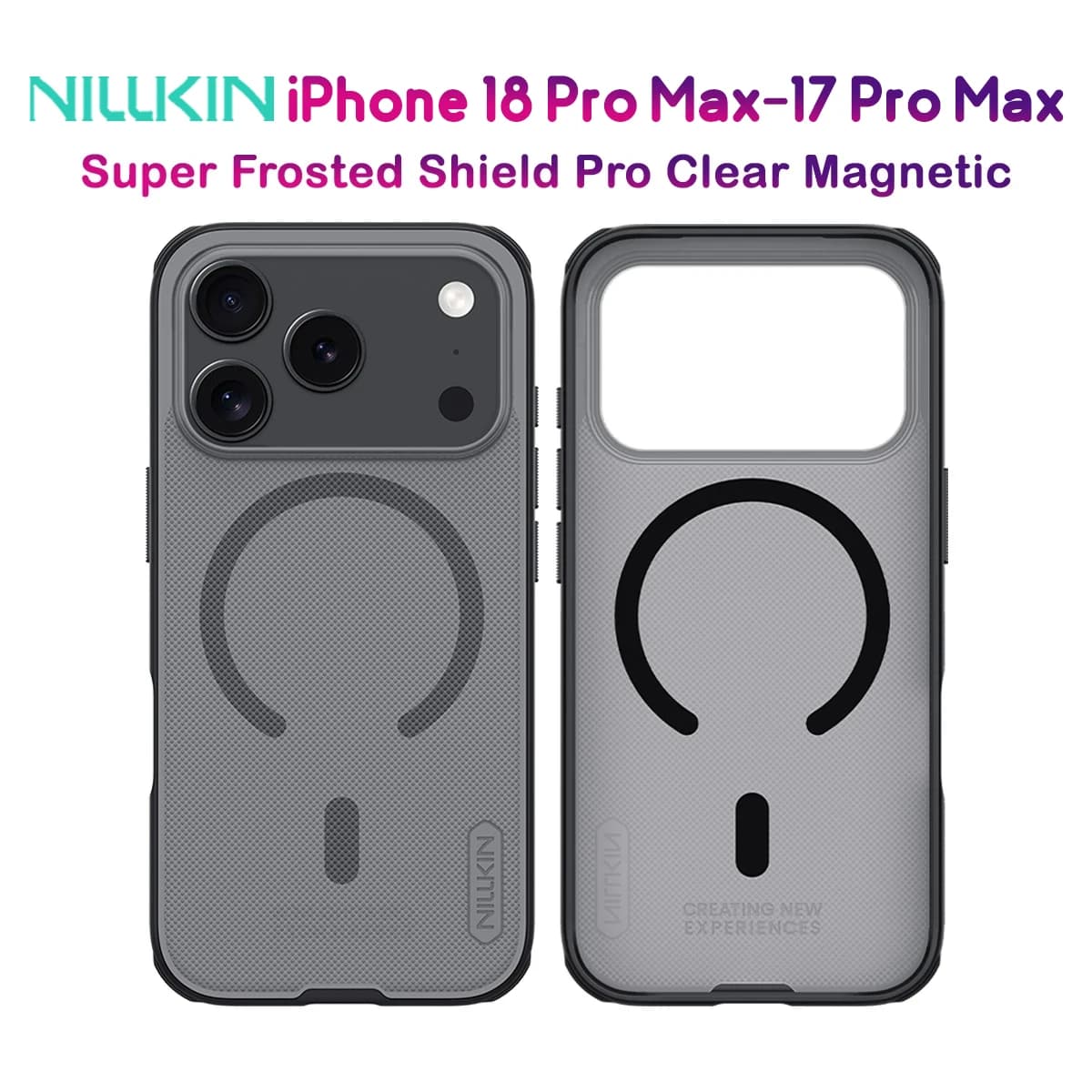 قاب ضدضربه دودی مگنتی iPhone 18 Pro Max مارک نیلکین مدل Super Frosted Shield Pro Clear Magnetic