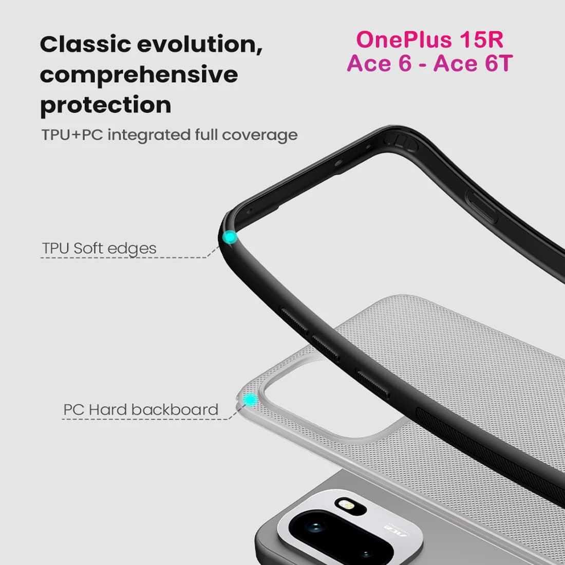 قاب ضدضربه دودی OnePlus Ace 6T مارک نیلکین مدل Super Frosted Shield Pro Clear — تصویر ۷