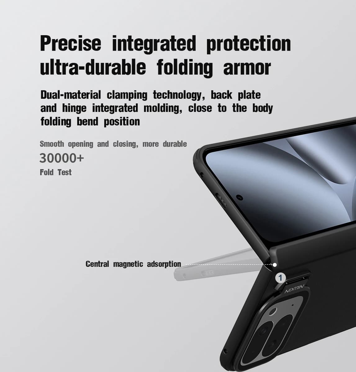 قاب مگنتی کمرا استند شفاف Google Pixel 10 Pro Fold مارک نیلکین مدل Super Frosted Shield Fold Magnetic — تصویر ۱۱