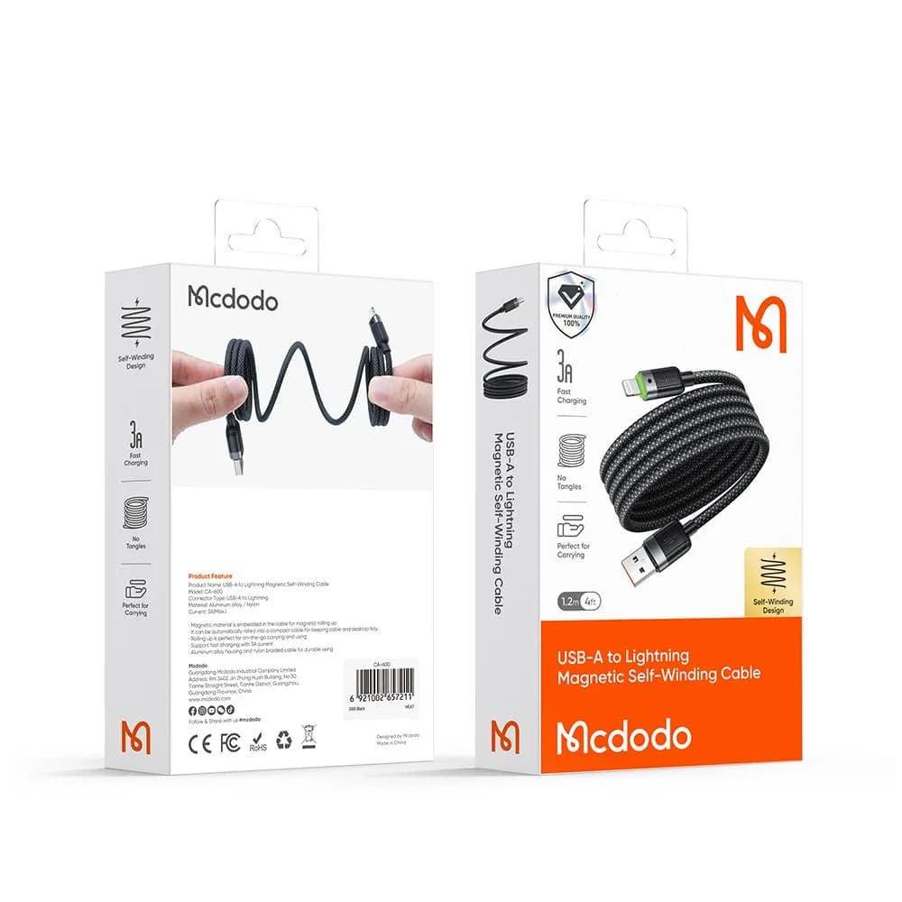 کابل شارژ مغناطیسی 36 وات 3 آمپر 1.2 متر USB-A به Lightning برند مک دودو مدل Mcdodo CA-6000 — تصویر ۱۰