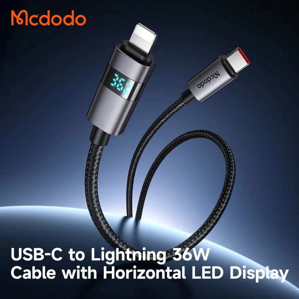 کابل شارژ 36وات 3 آمپر Type-c به Lightning نمایشگر دار 1.2 متر برند مک دودو مدل Mcdodo CA-6570 — تصویر ۶
